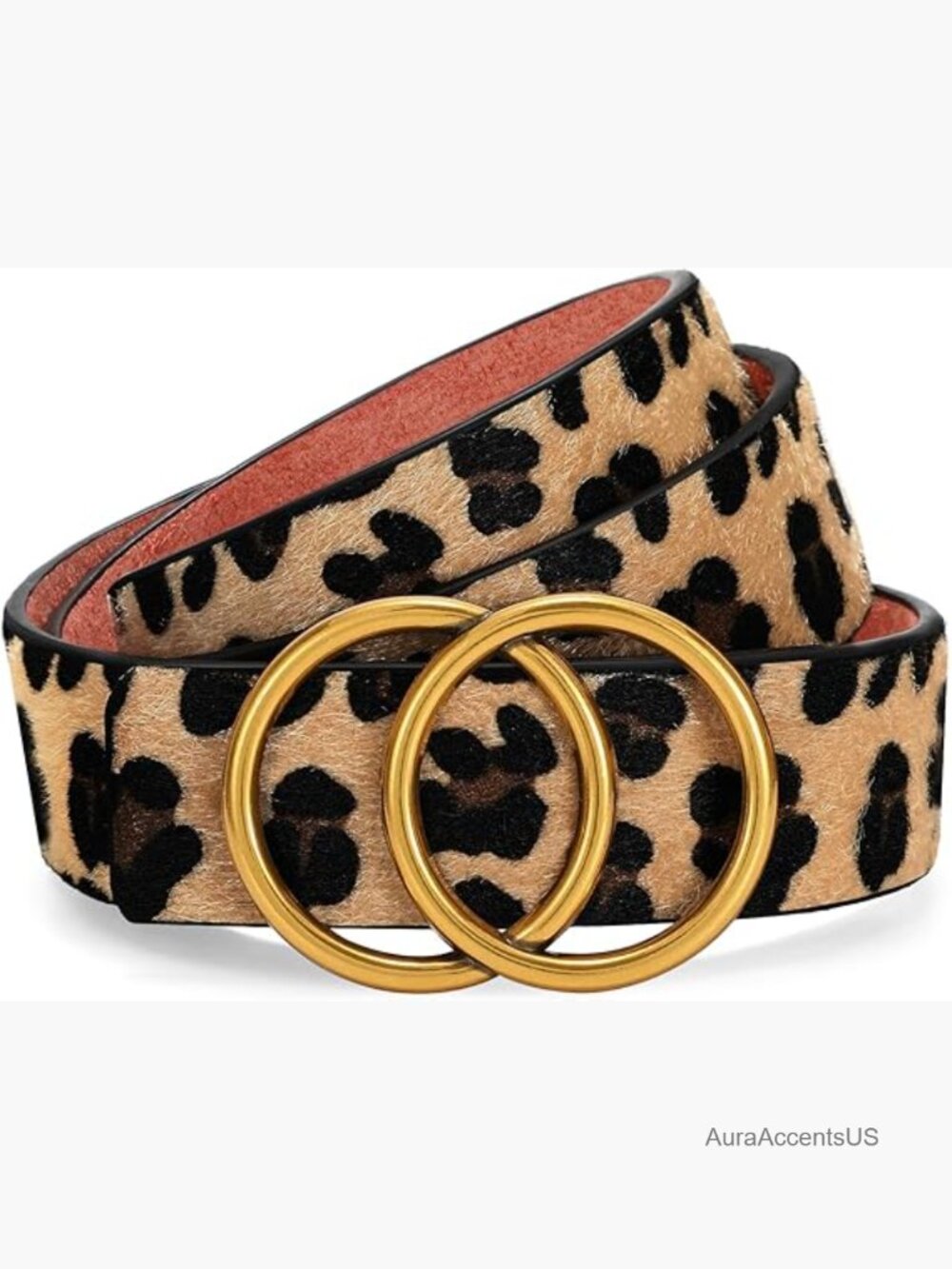 Genuine Leather Double Ring Buckle Fashion Waist Belt